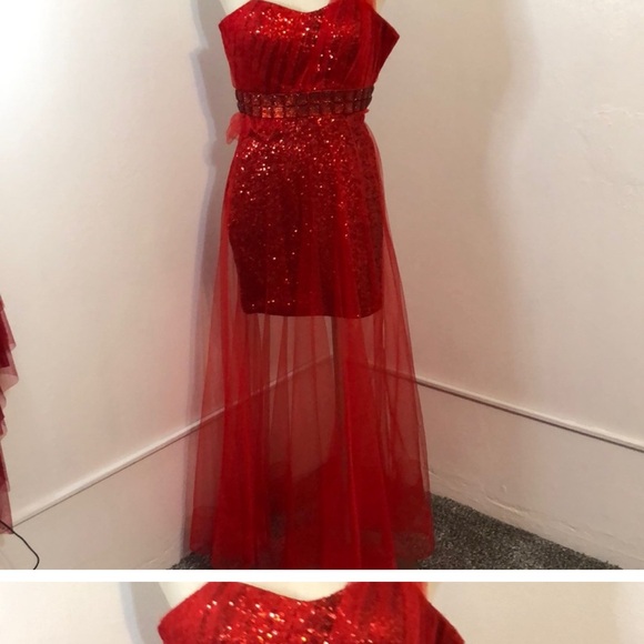 Night moves red sequin dress size 10 - Picture 4 of 8